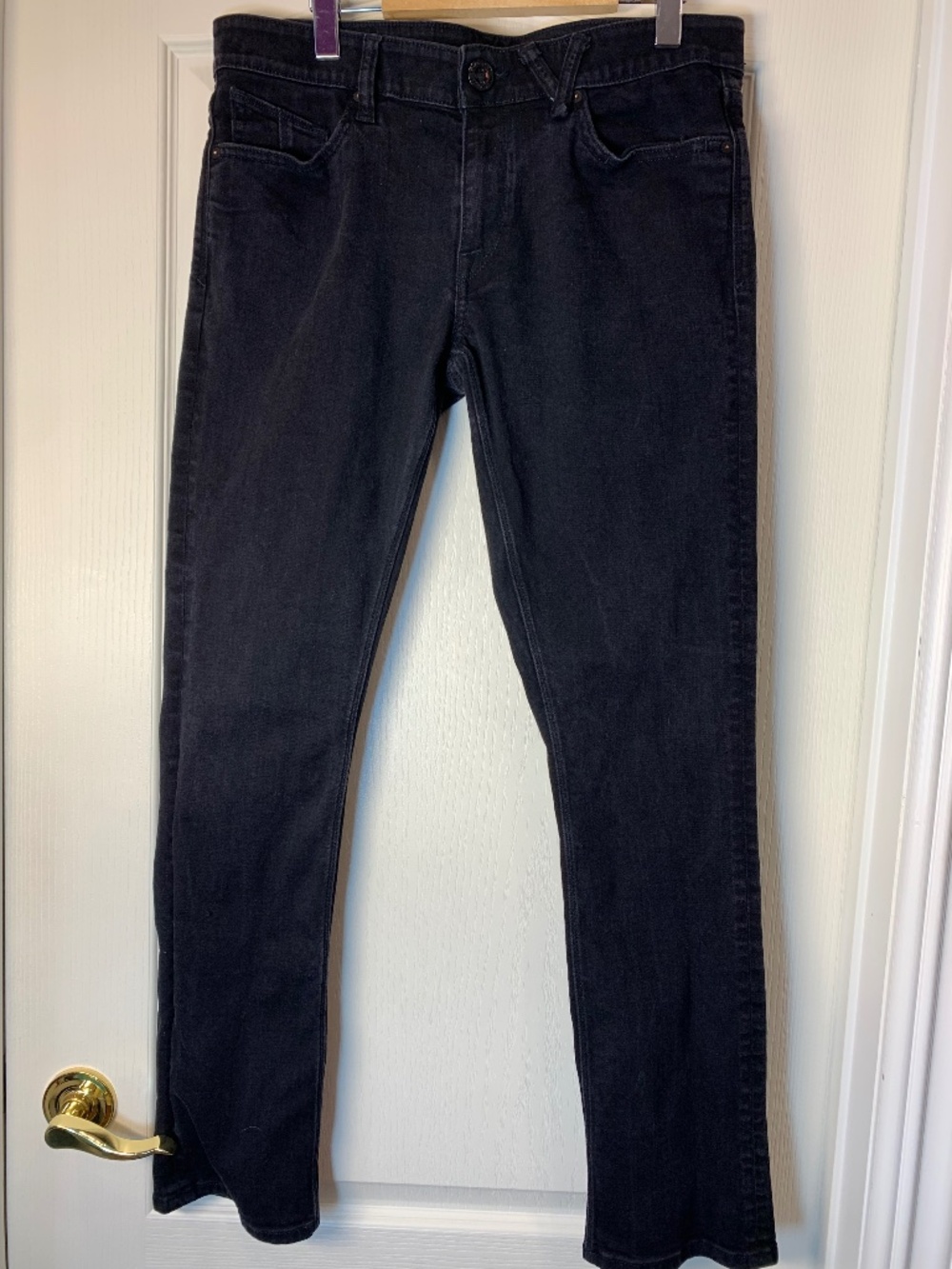Volcom Vorta Slim Straight Black Jeans Men 33 Skate Streetwear Stretch Denim